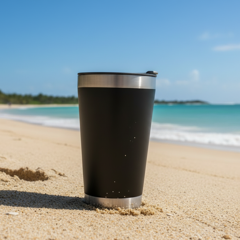Copo Térmico em Aço Inox 473ml com Tampa Vedada para Bebidas Quentes e Geladas