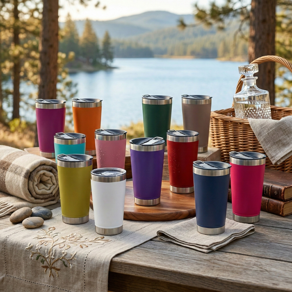 Copo Térmico em Aço Inox 473ml com Tampa Vedada para Bebidas Quentes e Geladas