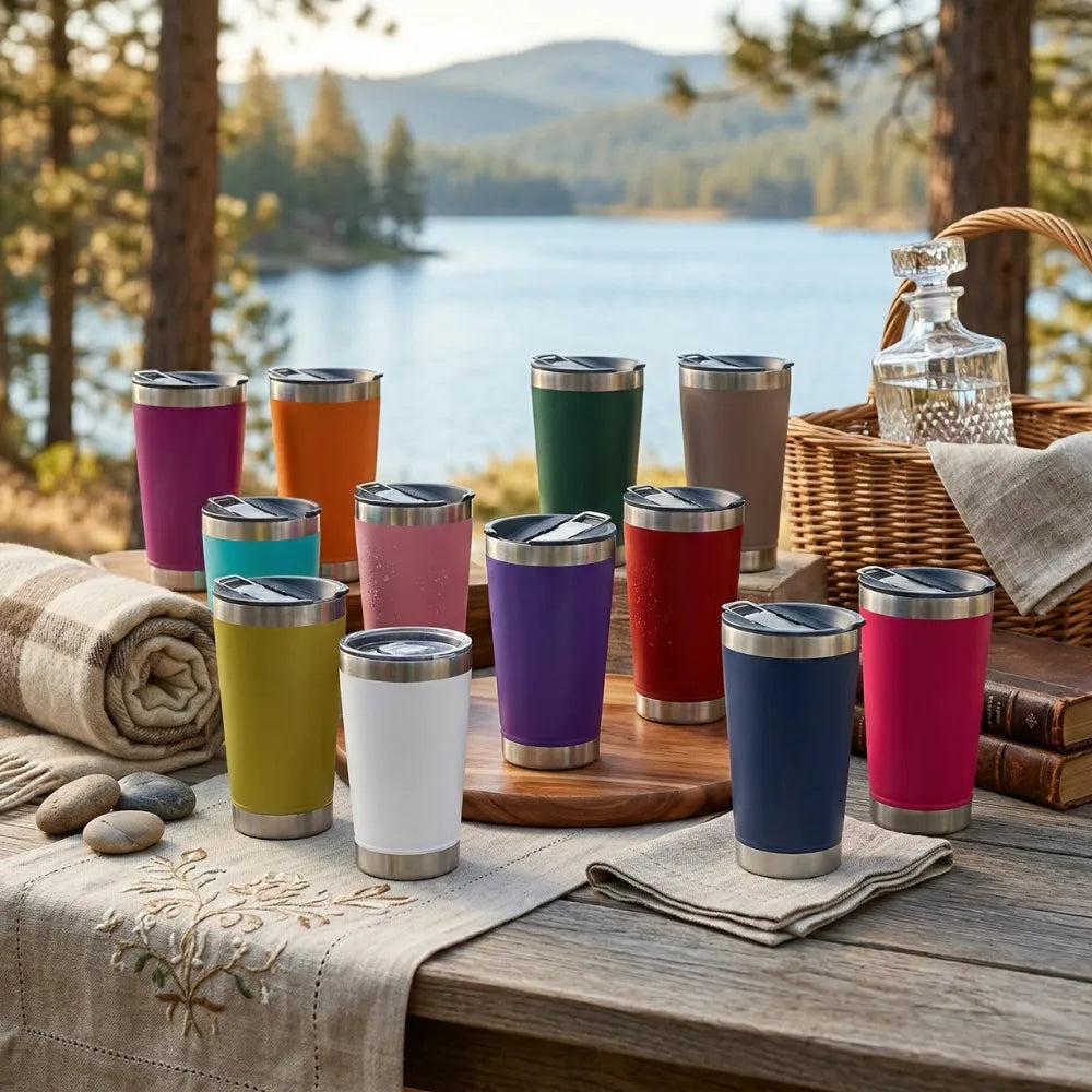 Copo Térmico em Aço Inox 473ml com Tampa Vedada para Bebidas Quentes e Geladas