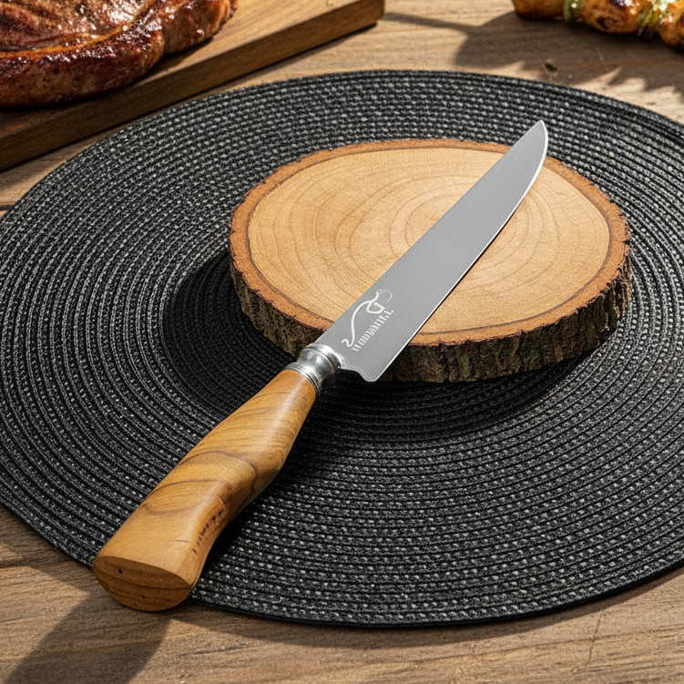 Faca para Churrasco Personalizada em Inox e Madeira 7” sem Bainha