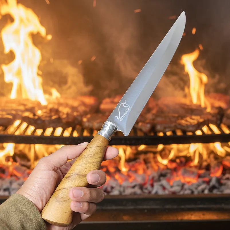Faca para Churrasco Personalizada em Inox e Madeira 7” sem Bainha