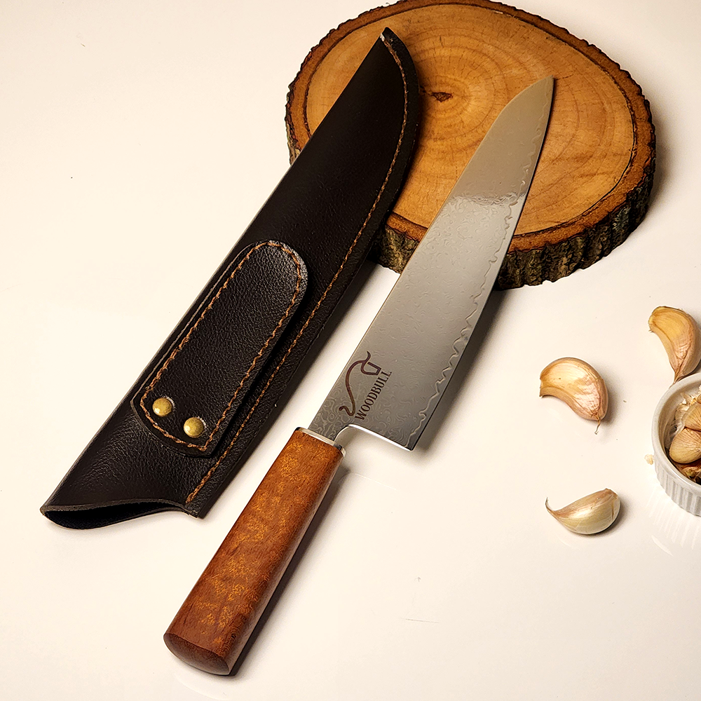 Faca Santoku Damasco Artesanal Personalizada 8 Pol Churrasco