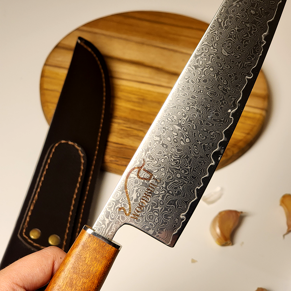 Faca Santoku Damasco Artesanal Personalizada 8 Pol Churrasco