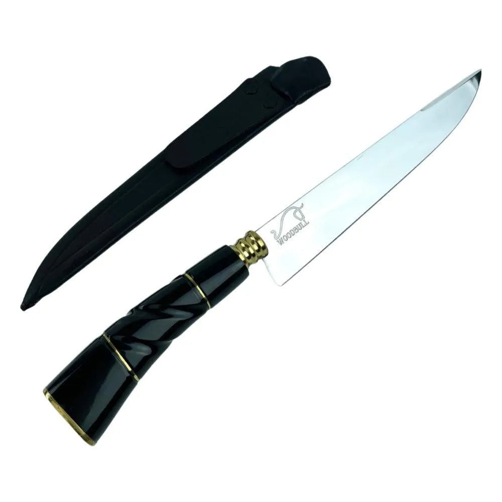 Faca para Churrasco Personalizada Inox Artesanal Cabo Chifre c/ Bainha 8''