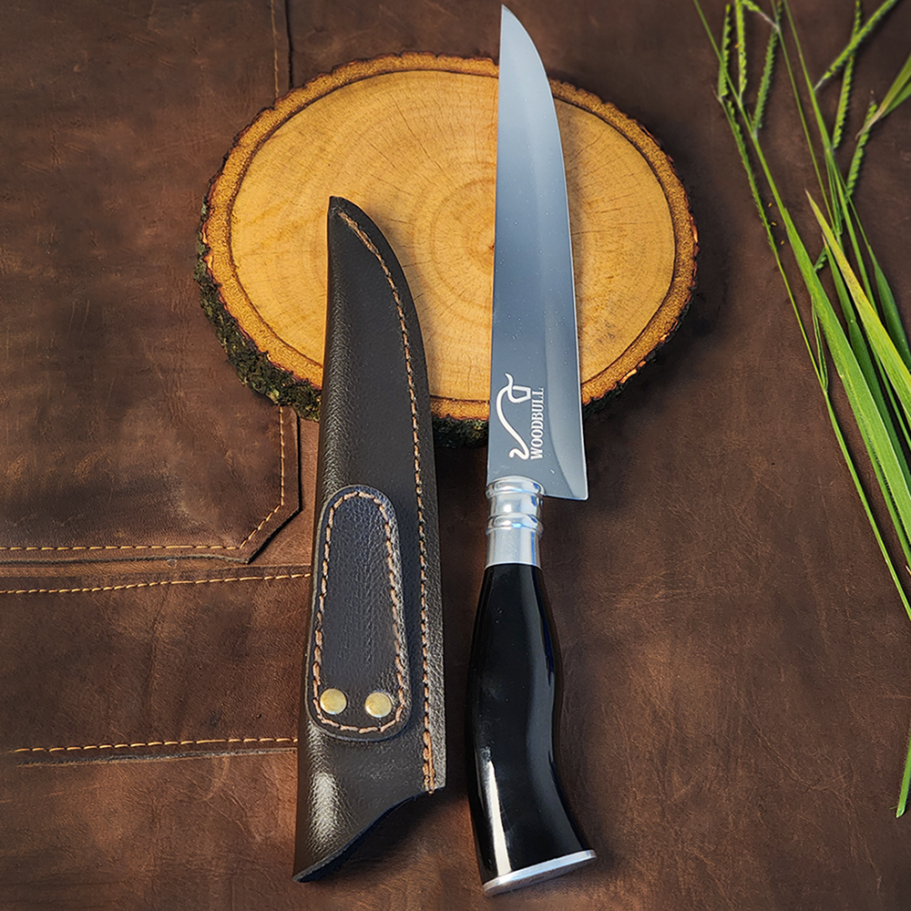 Faca para Churrasco Personalizada Inox Cabo Chifre 7" Bainha