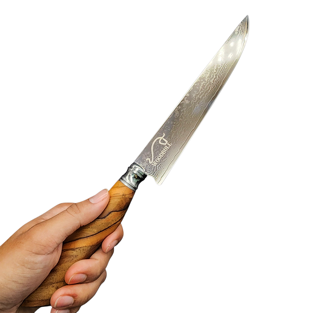 Faca Aço Damasco 7" Artesanal Personalizada com Bainha