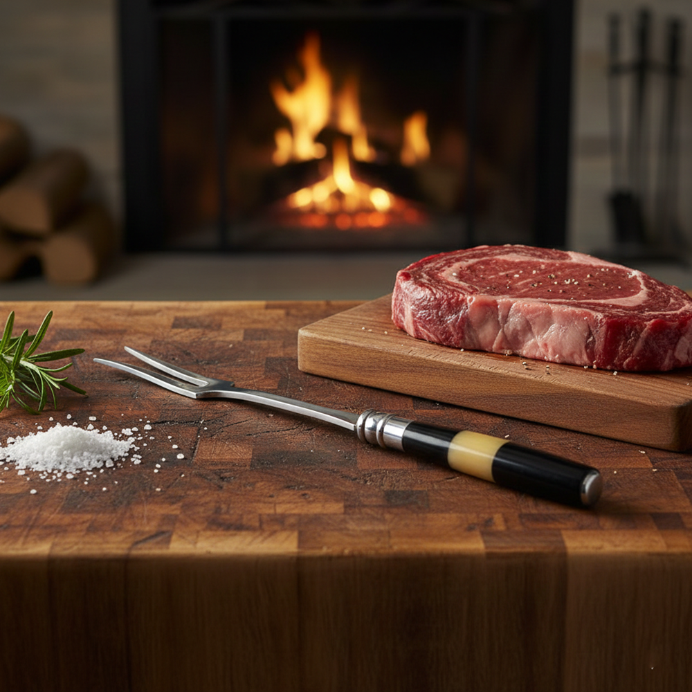 Garfo Trinchante 8" com Cabo em Osso e Chifre