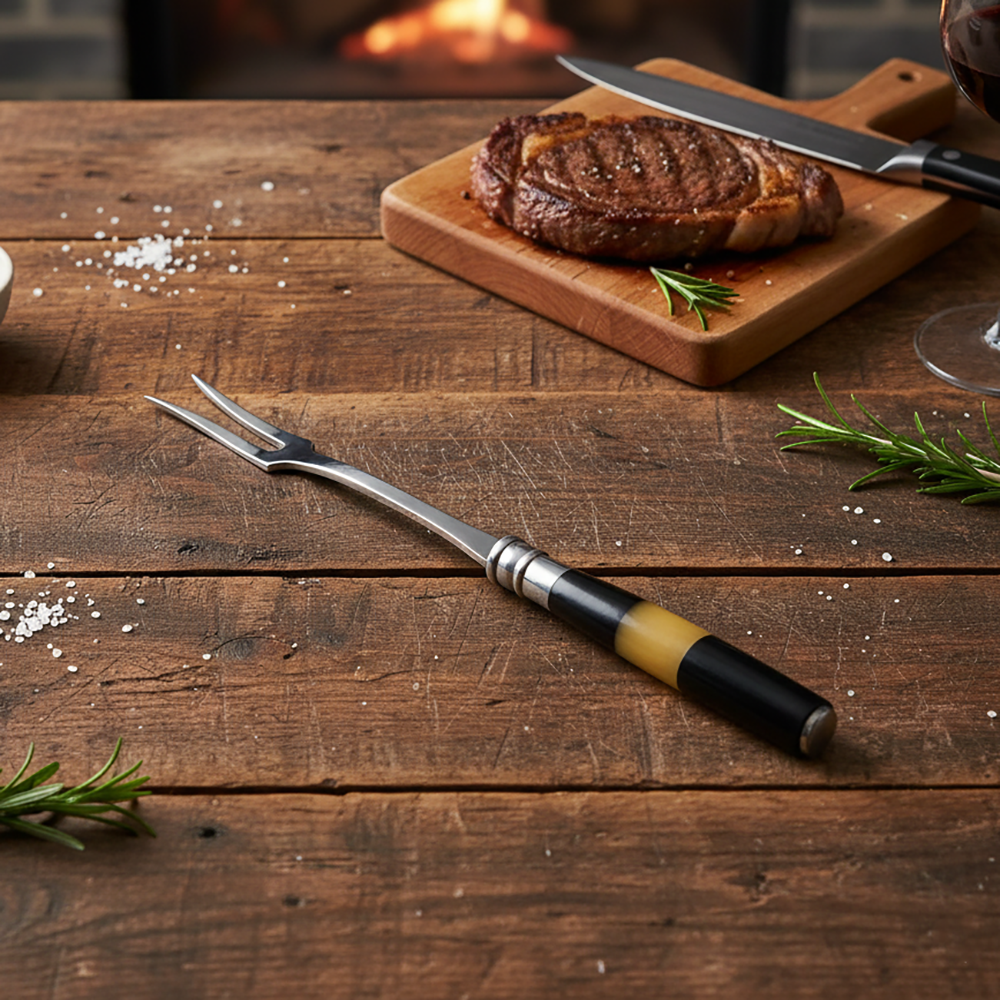 Garfo Trinchante 8" com Cabo em Osso e Chifre