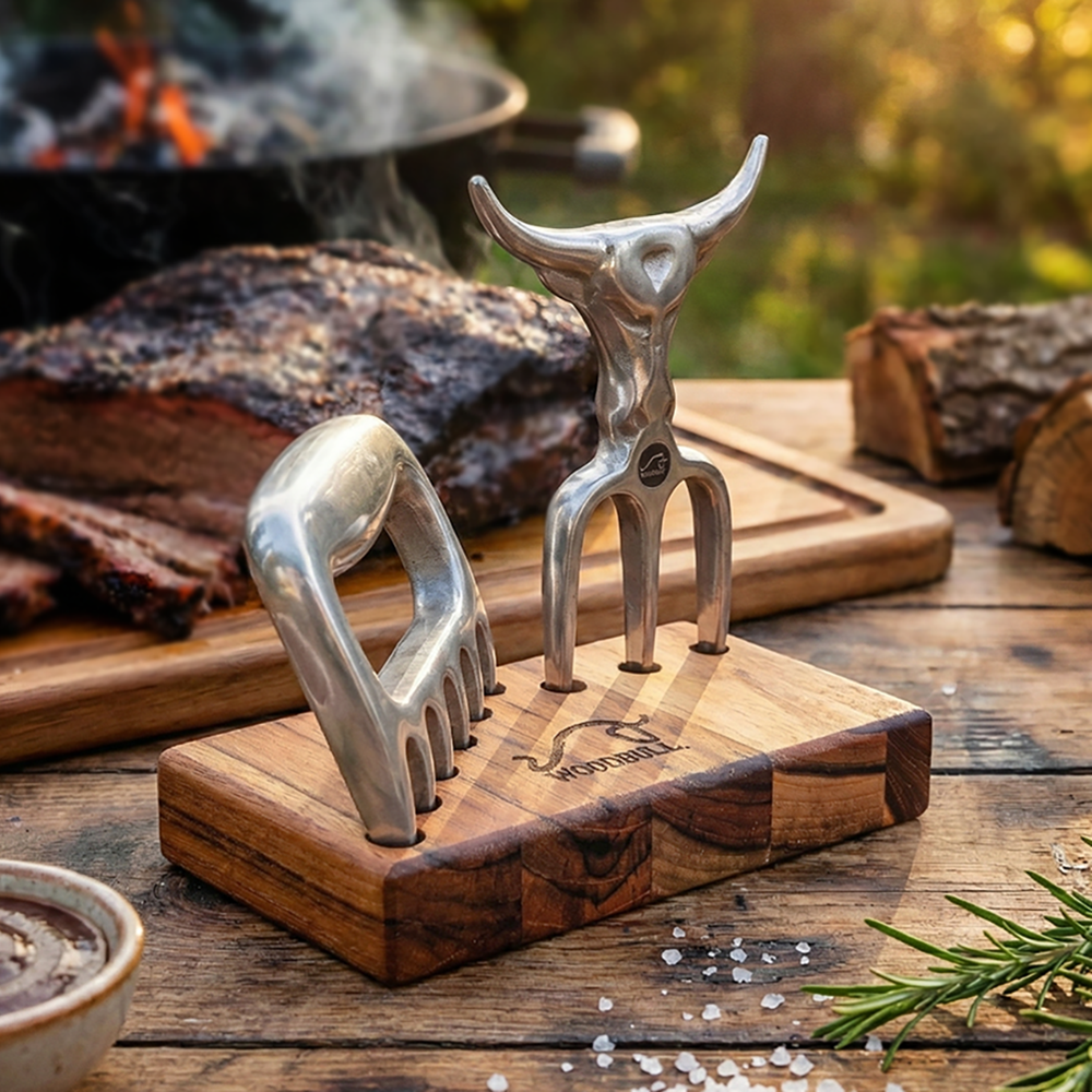 Garfo Tridente Churrasco c/ Garra de Urso Alumínio Personalizado