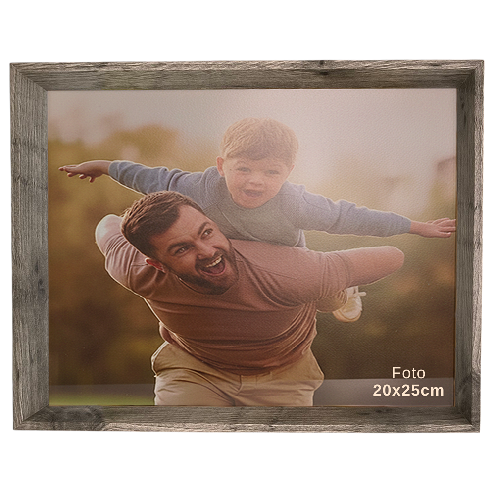 Porta Retrato 20X25cm Personalizado Linha Madrid Prata/ Marrom Claro - HORIZONTAL