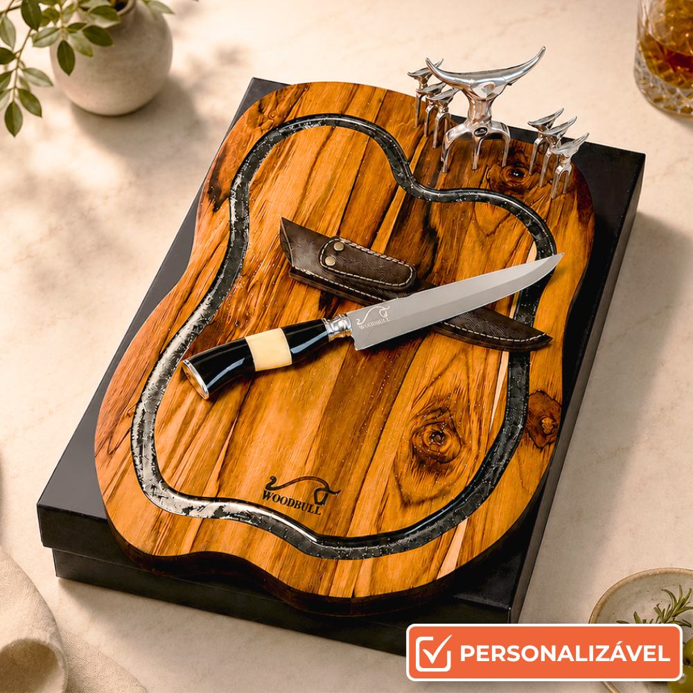 Kit Churrasco Personalizado Artesanal Damascus BBQ