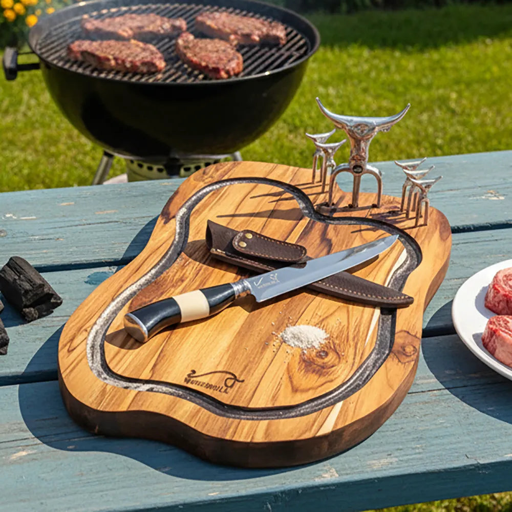 Kit Churrasco Personalizado Artesanal Damascus BBQ