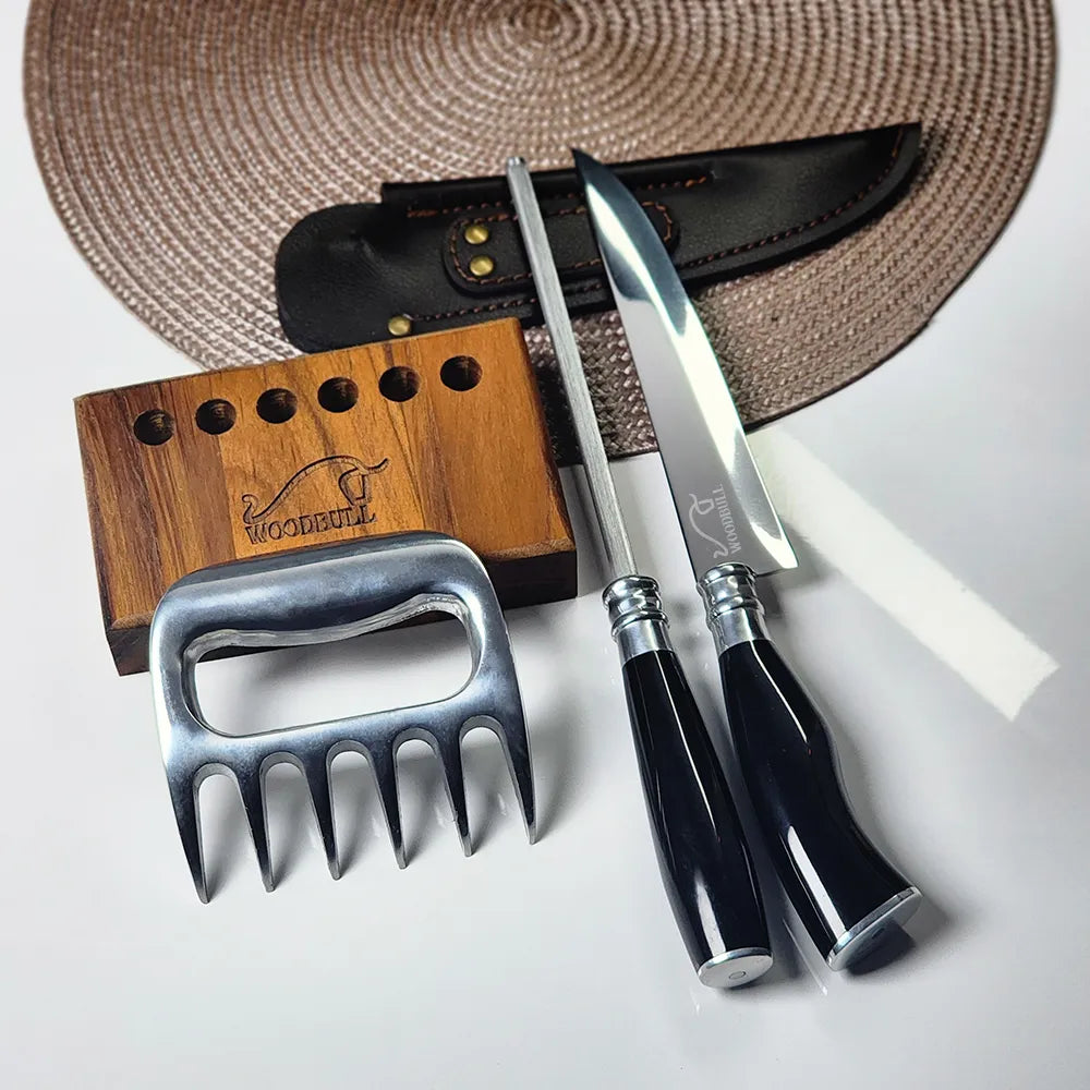 Kit para Churrasco Personalizado Faca Chaira Garra de Urso