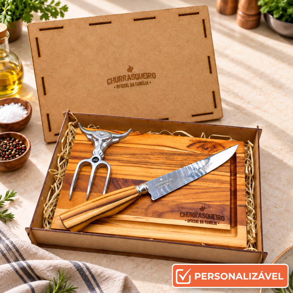 Kit Churrasco Personalizado Churrasqueiro Oficial da Família