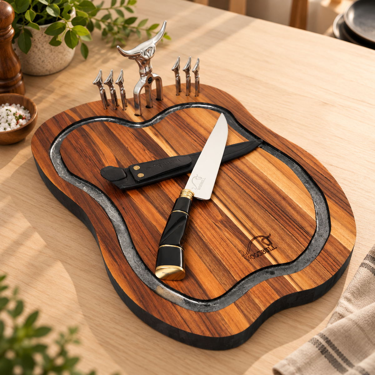 Kit para Churrasco Personalizado Artesanal Damascus Design