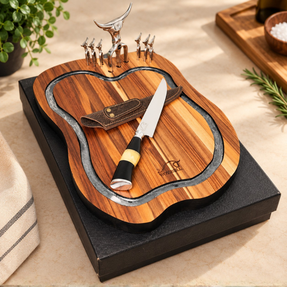 Kit Churrasco Personalizado Artesanal Damascus BBQ