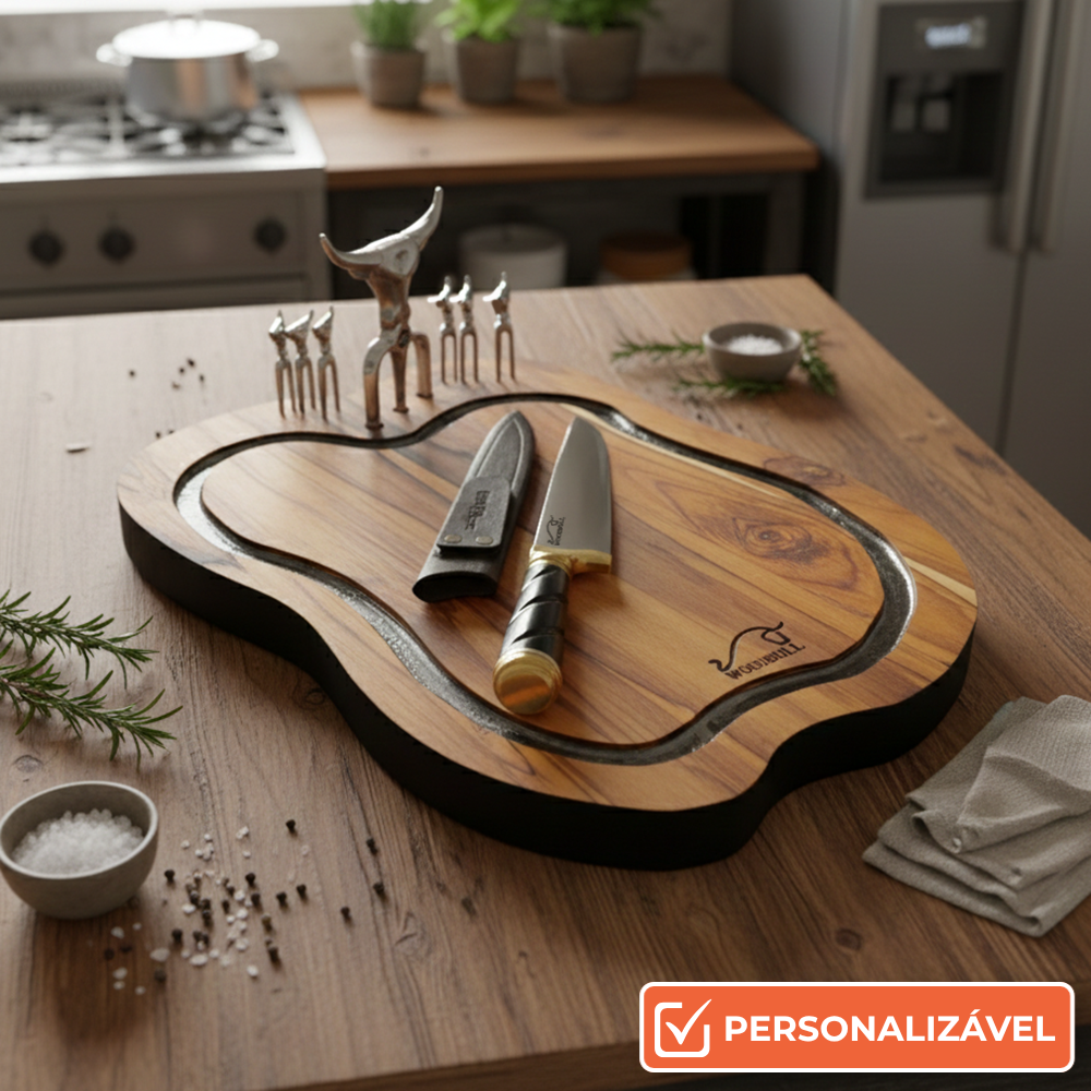 Kit para Churrasco Personalizado Artesanal Damascus Design