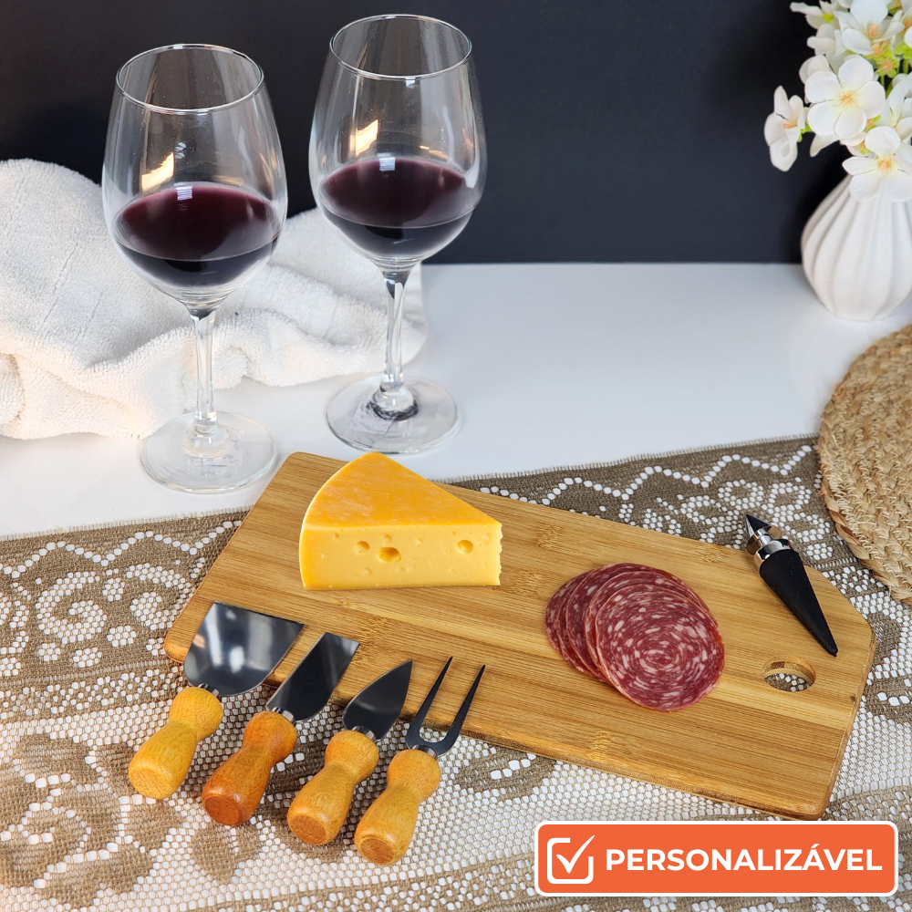 Kit Queijo e Vinho Presente Completo | 8 Peças
