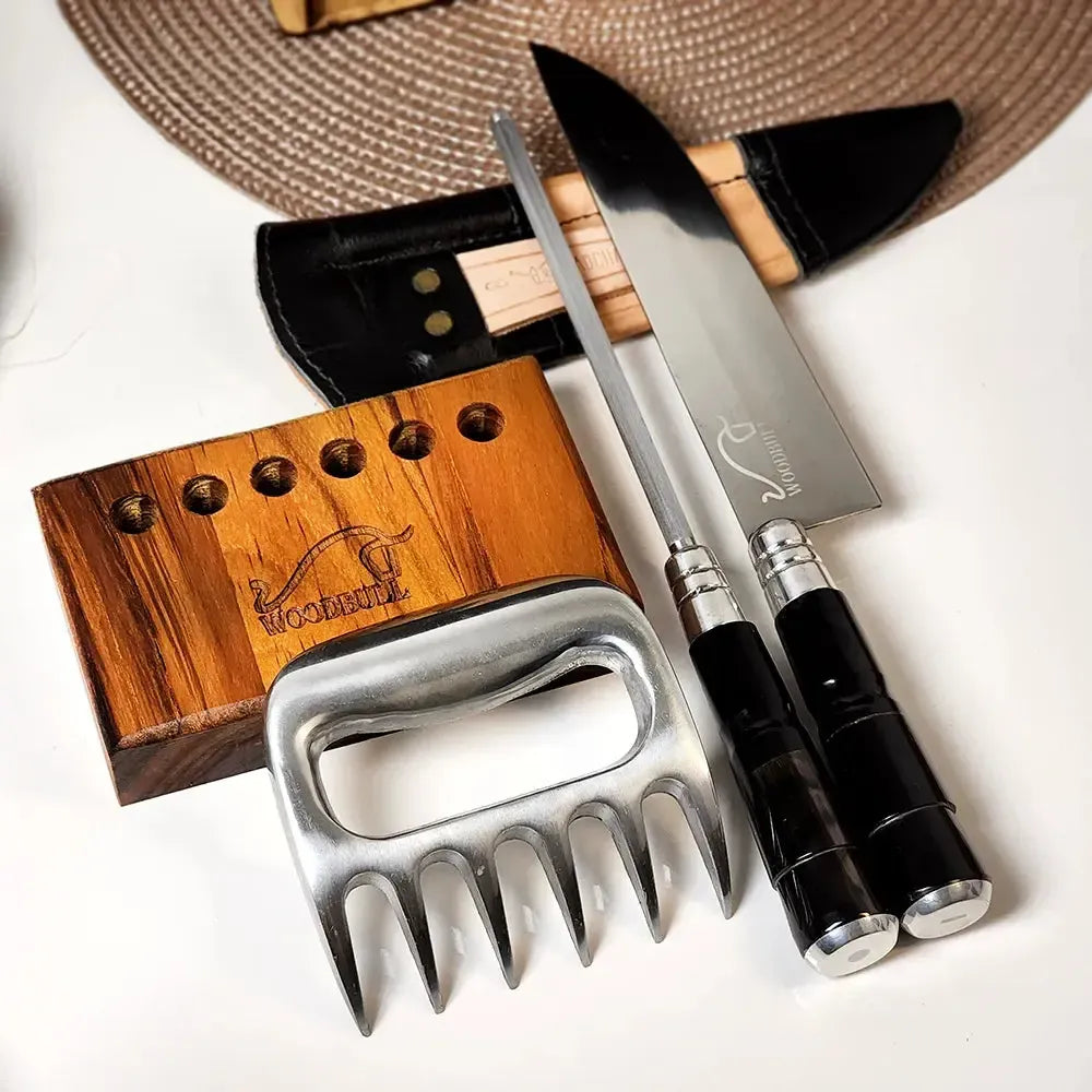 Kit para Churrasco Personalizado Faca Chaira Garra de Urso