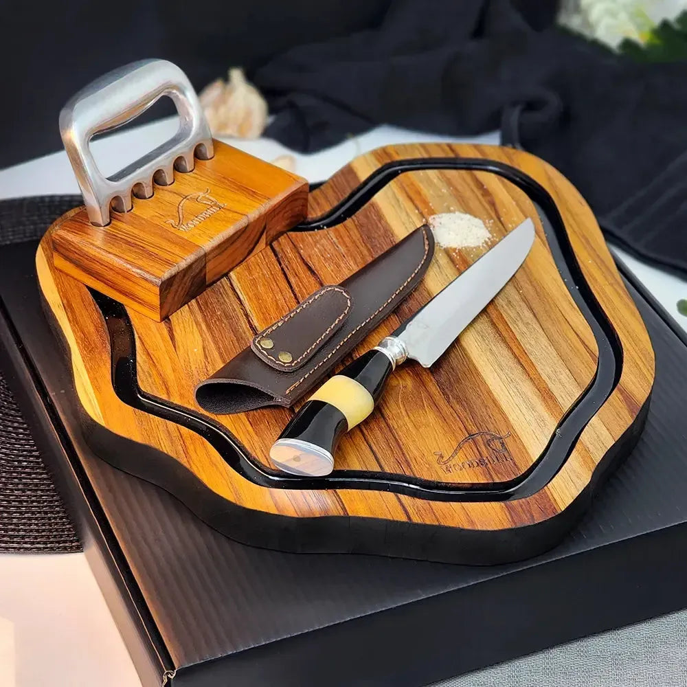 Kit para Churrasco Personalizado c/ Garra de Urso Faca 7" + Caixa p/ Presente