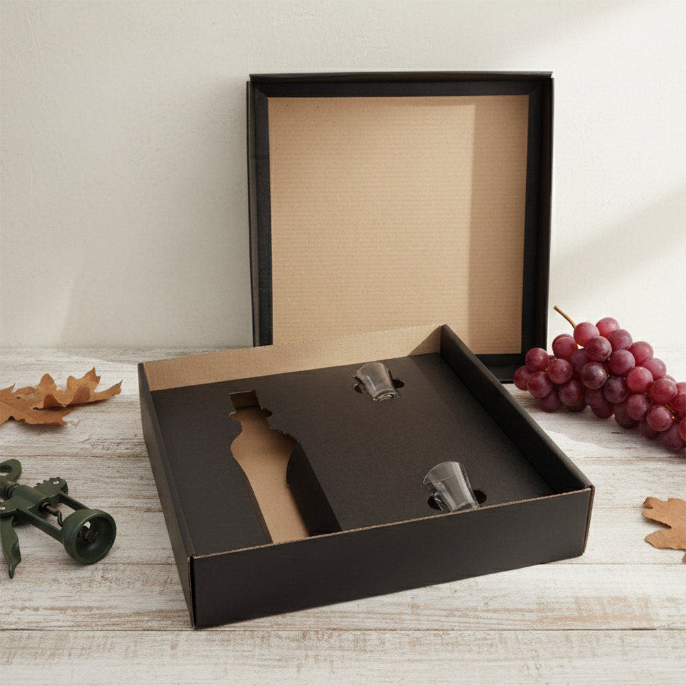 Kit Bar Luxo – Caixa Preta para Destilados com 2 Copos