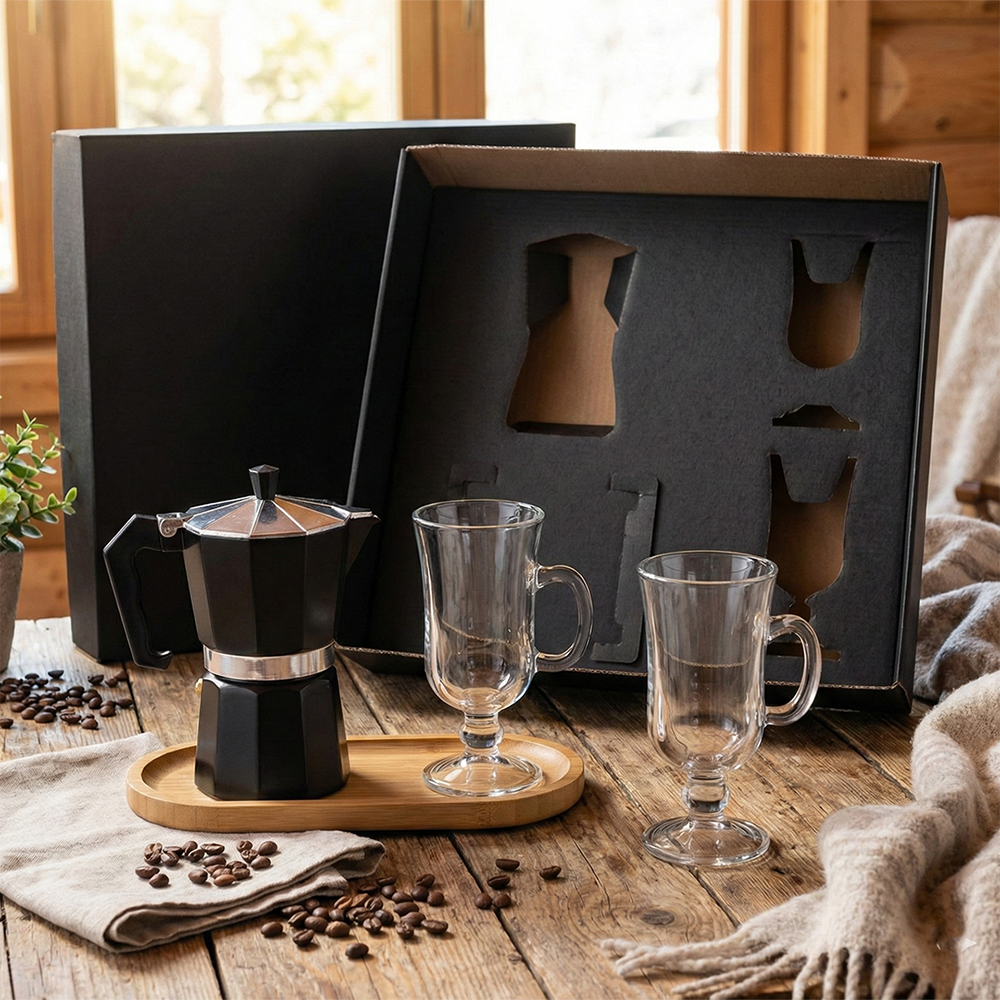 Kit Café Presente com Cafeteira Italiana | 4 Peças