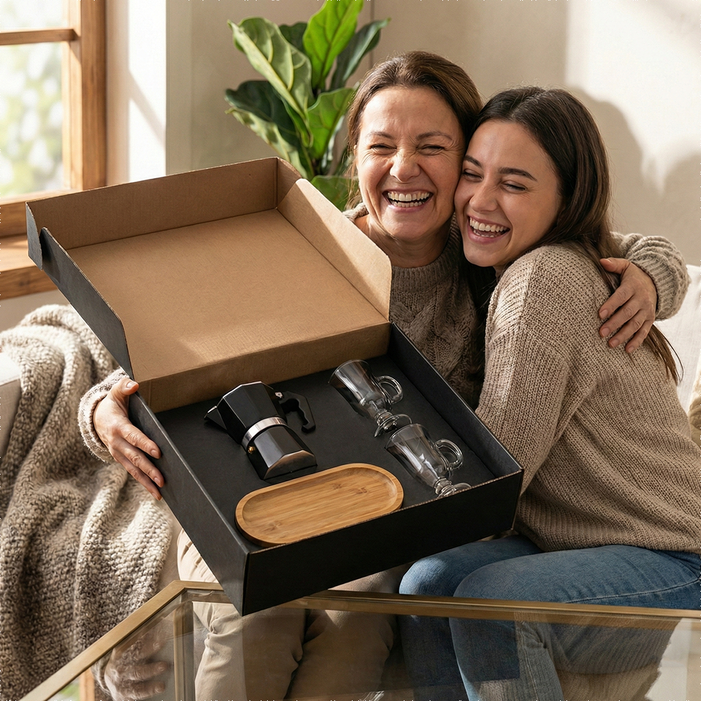 Kit Café Presente com Cafeteira Italiana | 4 Peças