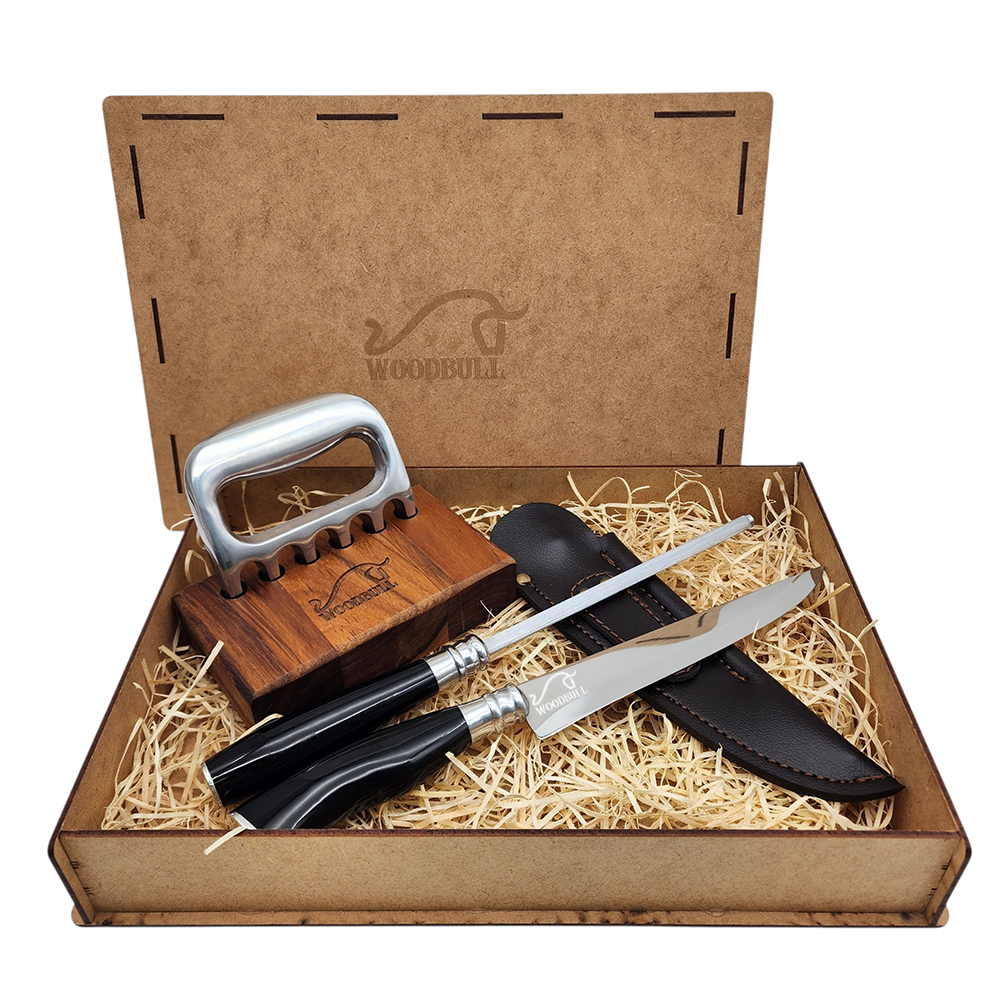 Kit para Churrasco Personalizado Faca Chaira Garra de Urso