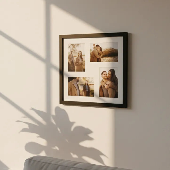 Porta-Retrato Personalizado 4 Fotos 37x37 cm | Paspatur | Branco ou Preto