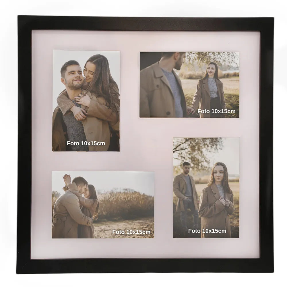 Porta-Retrato Personalizado 4 Fotos 37x37 cm | Paspatur | Branco ou Preto