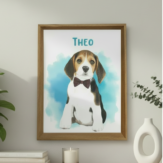 Retrato Personalizado de Pet 20x25 cm | Linha Madrid Prata ou Marrom