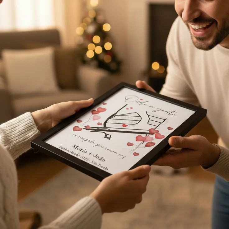 Quadro Mapa Personalizado com Nomes e Local 21x29,7 cm | Com Vidro | Preto, Branco ou Prata