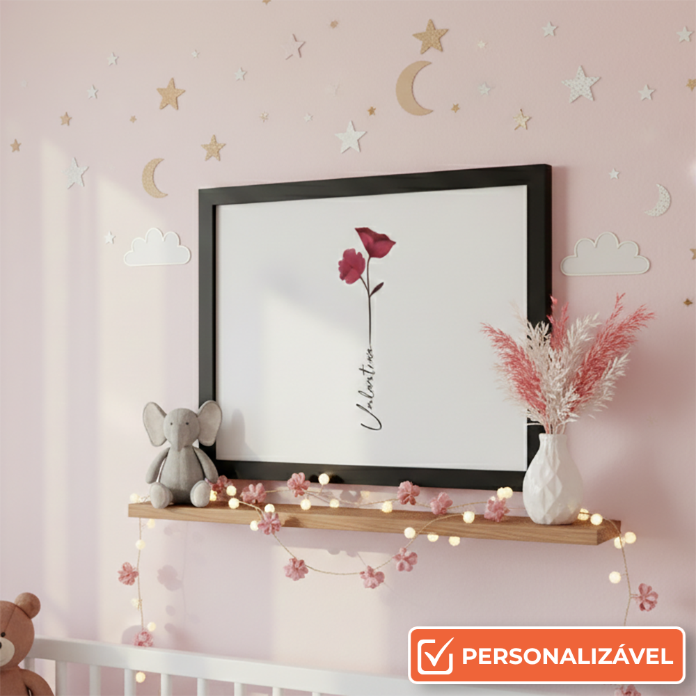 Quadro Personalizado Flores | Moldura Preto, Branco ou Prata