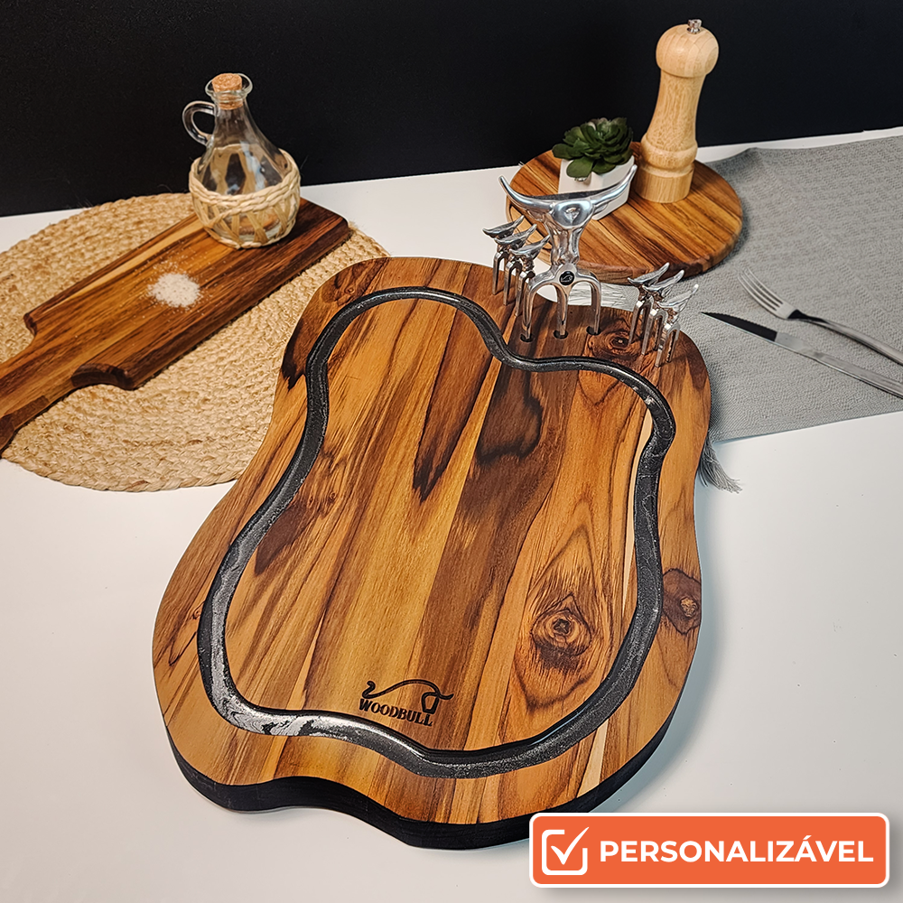 Tábua de Churrasco Personalizada Damascus Design