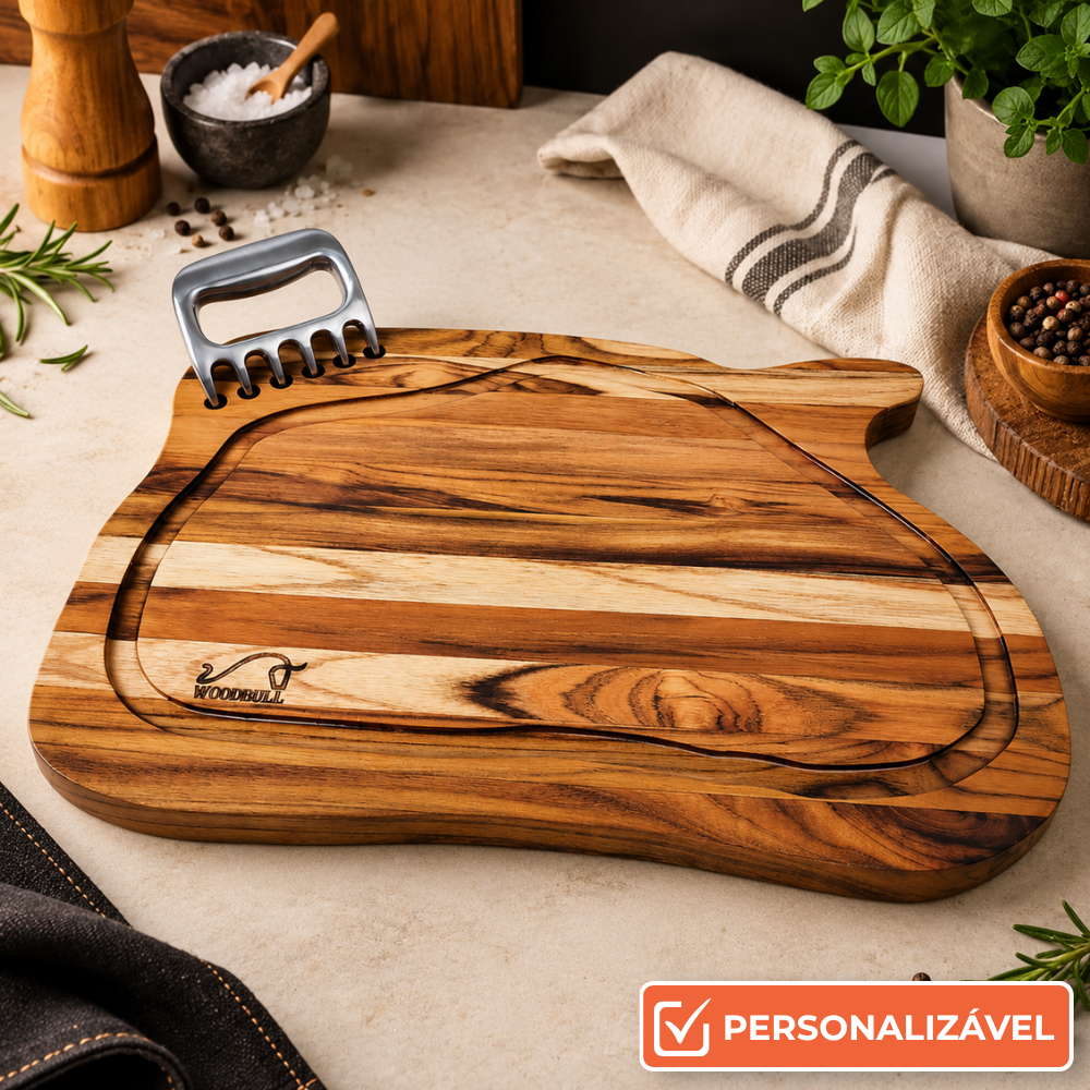 Tábua de Churrasco Personalizada Bbq Masters + Garra de Urso