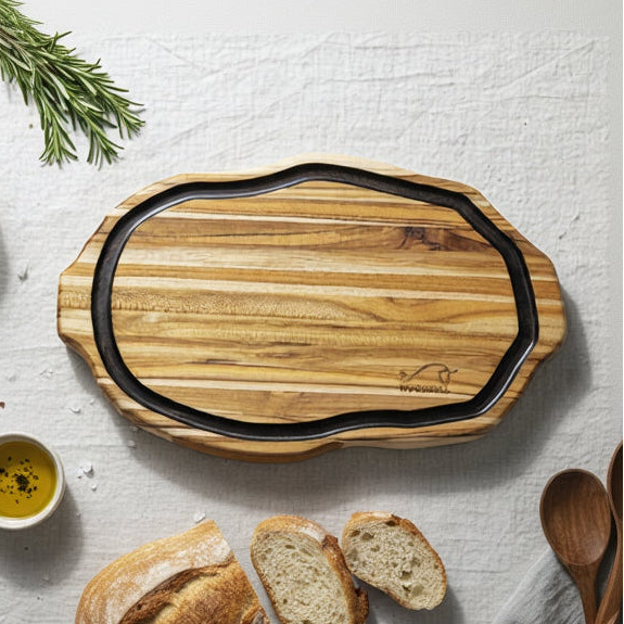 Tábua de Corte Rústica em Madeira Nobre Churrasco 40x27,5 cm