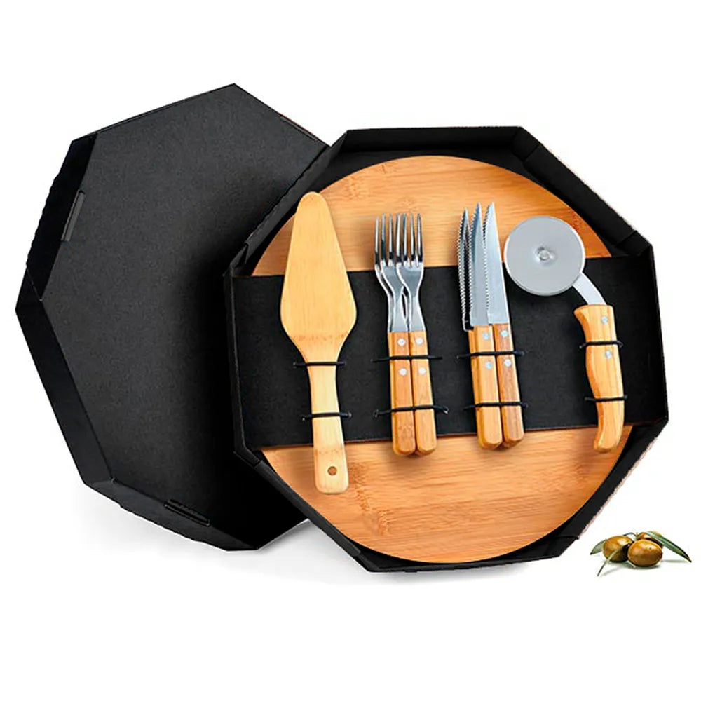 Conjunto para Pizza em Bambu 35 cm com 11 Peças