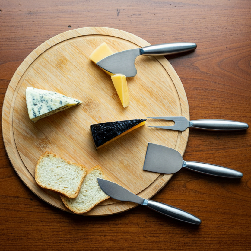 Conjunto para Queijo Presente em Bambu e Inox | 5 Peças