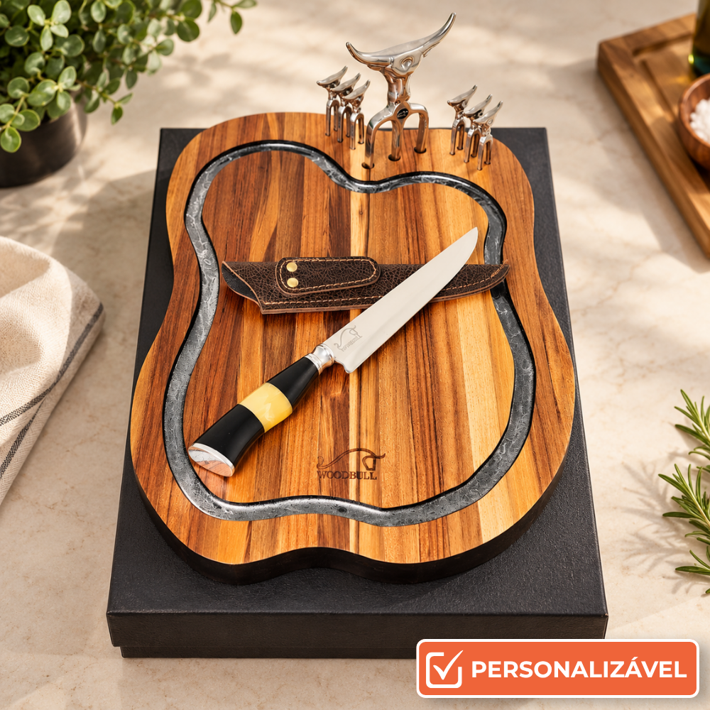 Kit Churrasco Personalizado Artesanal Damascus BBQ